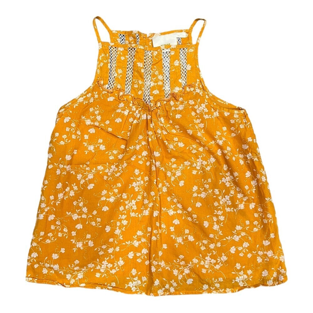 Maeve Anthropologie Yellow Floral Halter Neck Martell Blouse XS